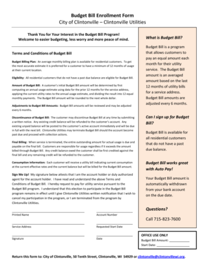 Budget Bill Enrollment Form