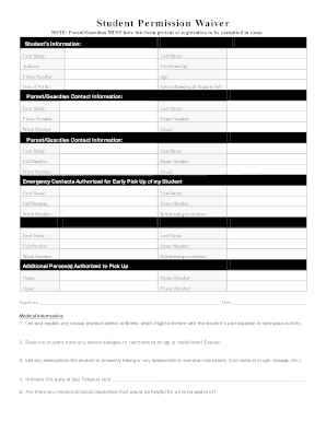 Student Permission Waiver
