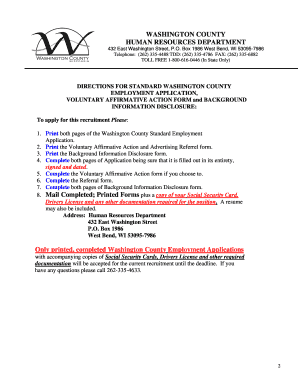 Washington County Employment Application