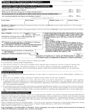 Texas Voter Registration Application