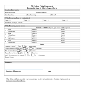 Residential Security Check Request Form