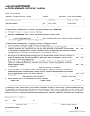 Alcohol Beverage License Application