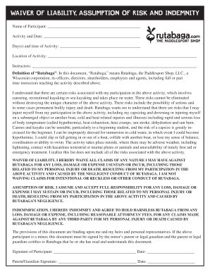 Waiver of Liability for Paddlesport Activities