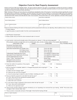 Wisconsin Real Property Assessment Objection Form