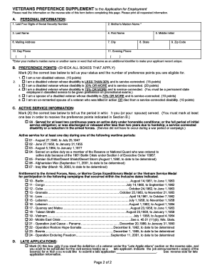 Veterans Preference Supplement to Application for Employment
