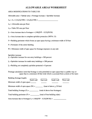 Allowable Areas Worksheet