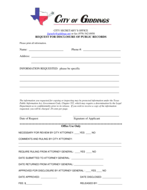 Texas Public Records Request Form