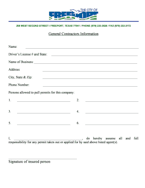 General Contractor Information Form