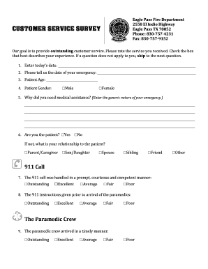 Eagle Pass Fire Department Customer Service Survey