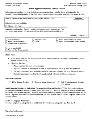 Parent Application for Child Support Services