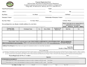 DeForest Program Registration Form