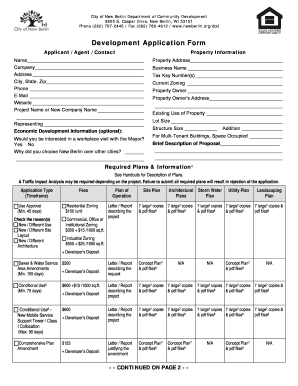 Fillable Online newberlin Development Application Form - New Berlin ...
