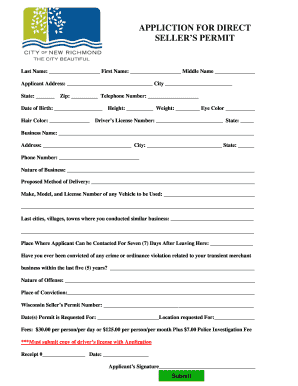 Wisconsin Direct Seller's Permit Application