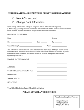 Authorization Agreement for Preauthorized Payments