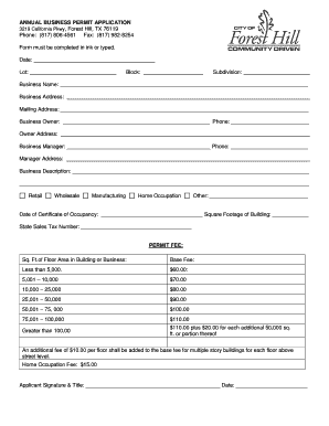 Texas Annual Business Permit Application