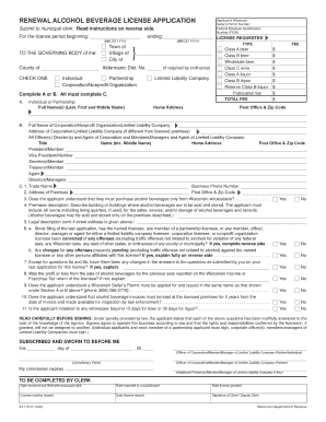 Wisconsin Alcohol Beverage License Renewal Application