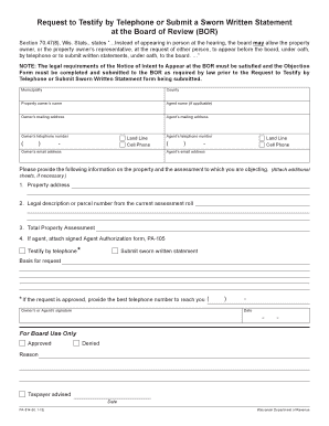 Request to Testify by Telephone or Submit Sworn Written Statement