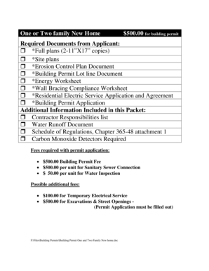 Wisconsin One or Two Family New Home Building Permit