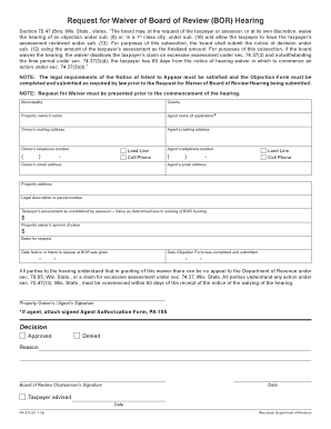 Request for Waiver of Board of Review Hearing