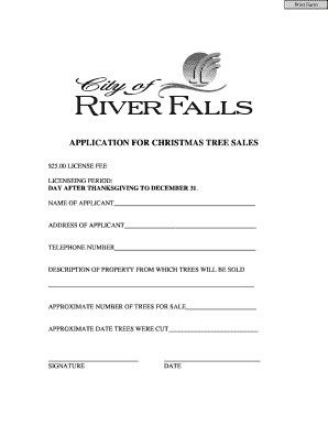 Christmas Tree Sales License Application