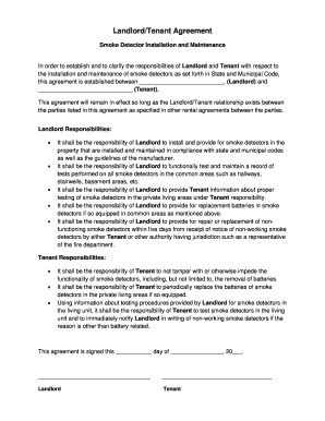 Landlord Tenant Smoke Detector Agreement