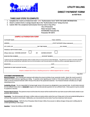 Utility Billing Direct Payment Form