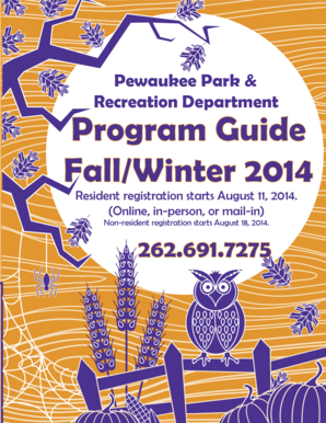 Pewaukee Park Recreation Program Registration Form