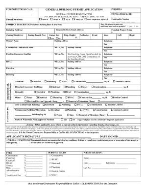 Wisconsin General Building Permit Application