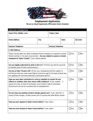 Taylor County Employment Application