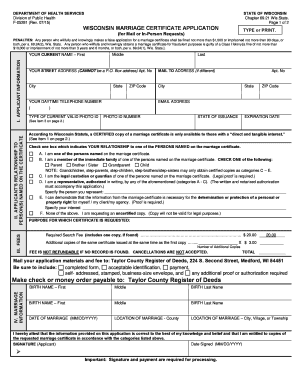 Wisconsin Marriage Certificate Application