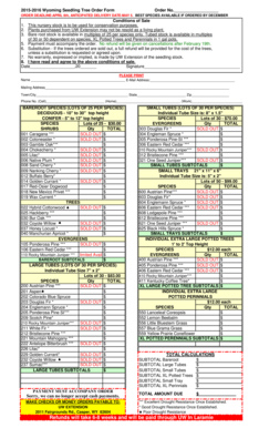 Wyoming Seedling Tree Order Form