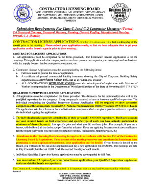 Wyoming Contractor License Application