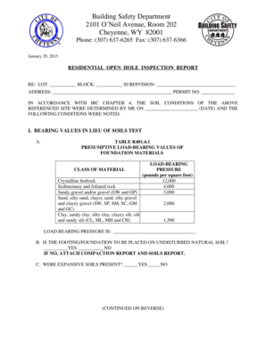 Declaration of soil bearing capacity