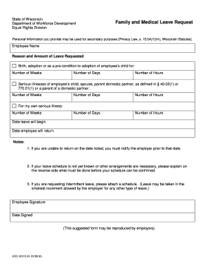 Wisconsin Family and Medical Leave Request