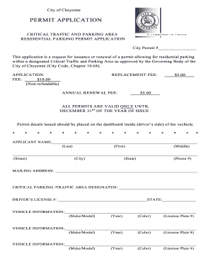 City of Cheyenne Residential Parking Permit Application
