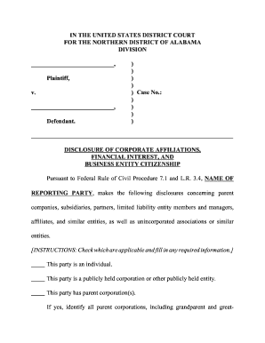 Disclosure of Corporate Affiliations Form
