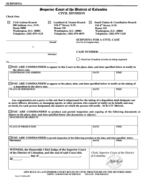 Subpoena for Civil Case
