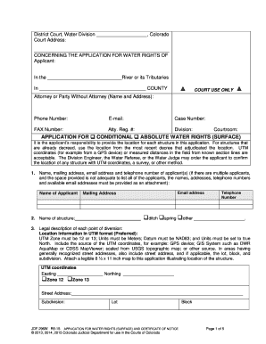 Colorado Application for Water Rights