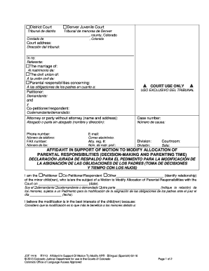 Affidavit in Support of Motion to Modify Parental Responsibilities