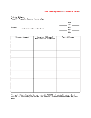 Probate Financial Account Information Form