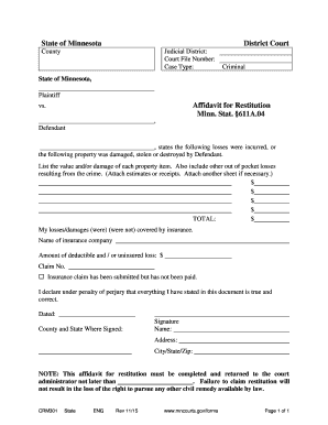 Affidavit for Restitution