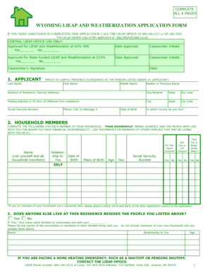 Wyoming LIEAP and Weatherization Application Form