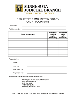 Washington County Court Document Request Form