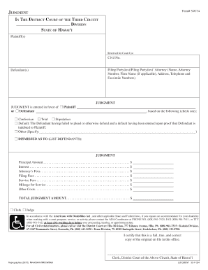 Hawaii District Court Judgment Form