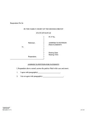 Answer to Petition for Paternity