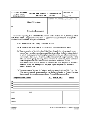 Hawaii Family Court Custody Evaluator Order