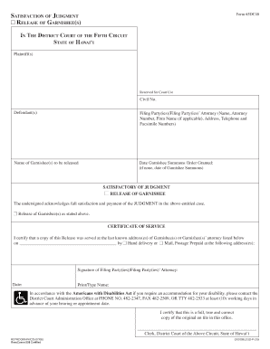 Satisfaction of Judgment Form