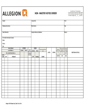 Allegion Non-Master Key Order Form