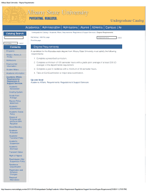 Fillable Online Albany State University - Degree Requirements Fax Email ...