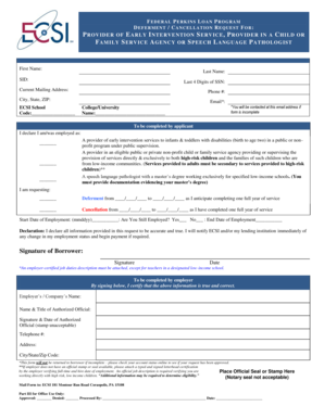 Federal Perkins Loan Deferment/Cancellation Request